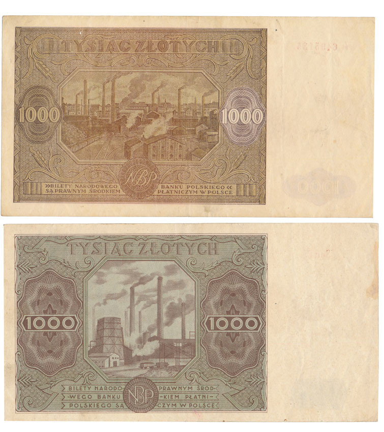 1000 złotych 1946-1947, zestaw 2 banknotów
